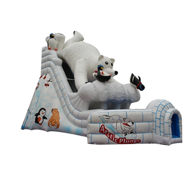 White Bear Inflatable Slide For Amusement Park